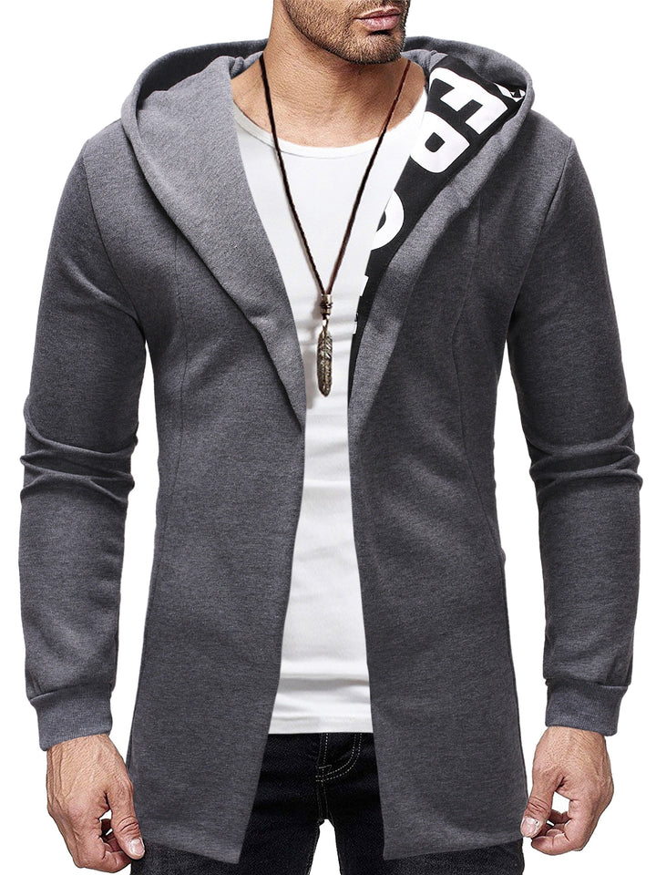 Herren Langer Kapuzenpullover ohne Verschluss