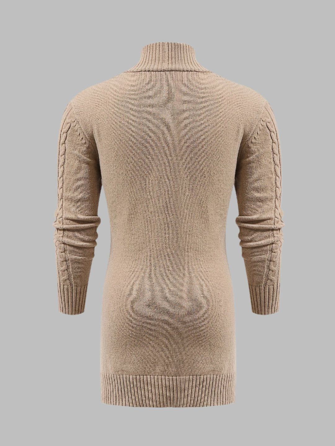 Langer Herren-Cardigan mit Zopfmuster und Knöpfen