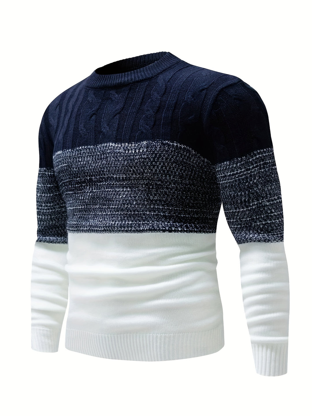 Herrenpullover mit Farbverlauf und gerippten Abschlüssen