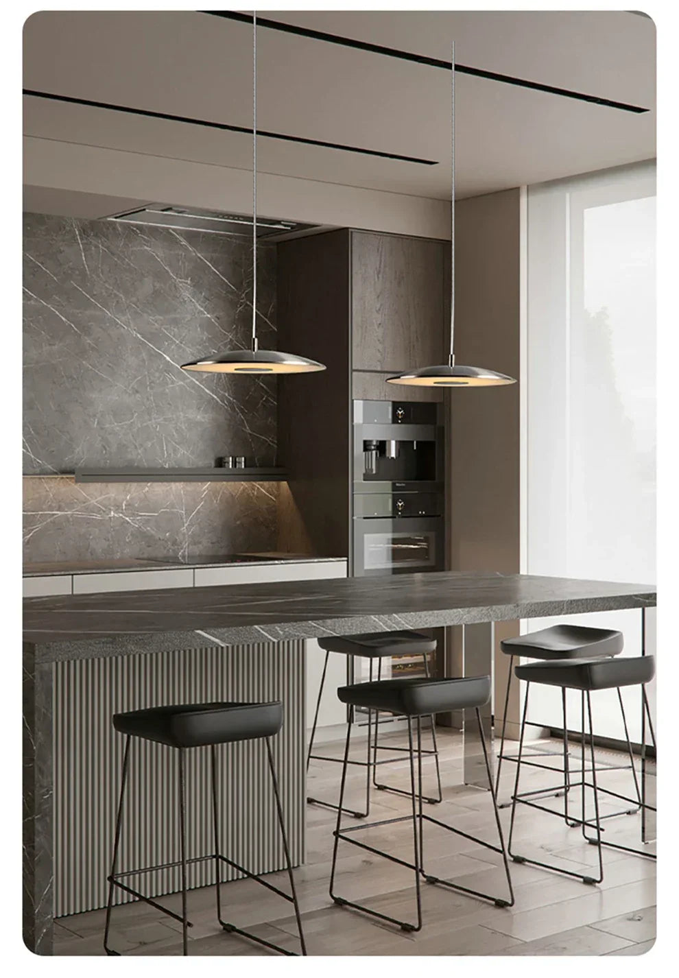 Schlanke LED-Pendelleuchte in Tellerform – Moderne Deckenleuchte