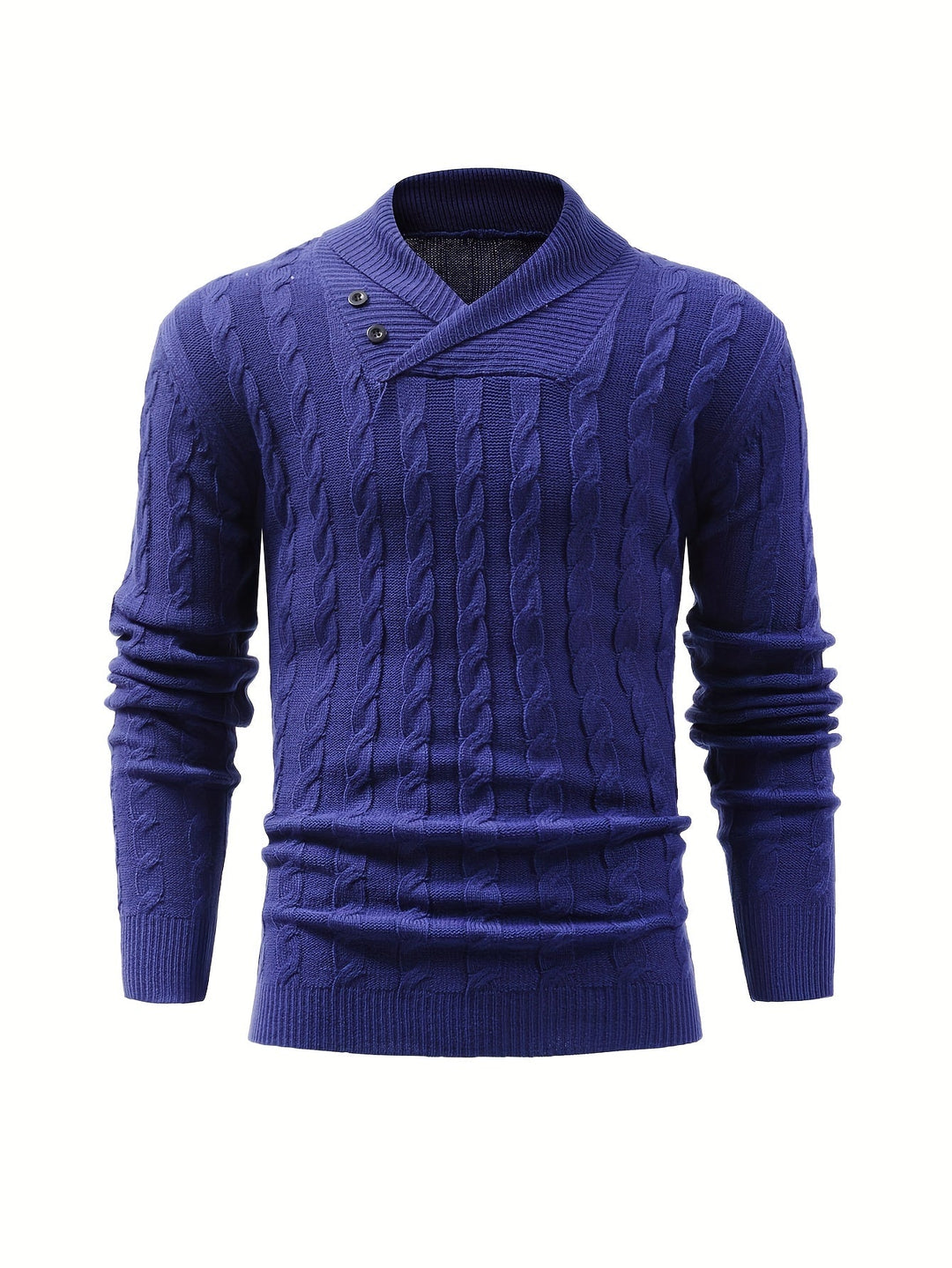 Stilvoller Strickpullover mit Zopfmuster und Knopfkragen