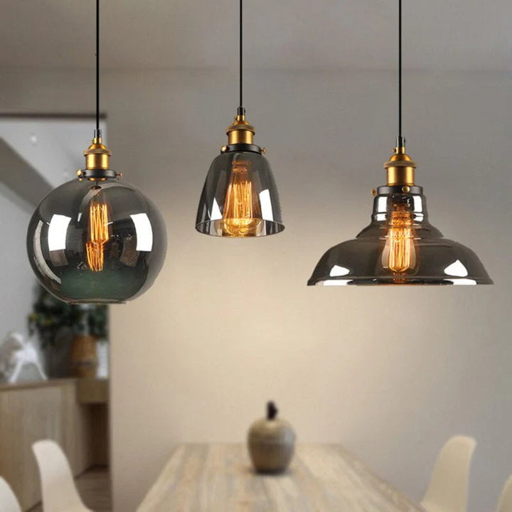 Industrielle Pendelleuchte mit Rauchglas – Retro-Design