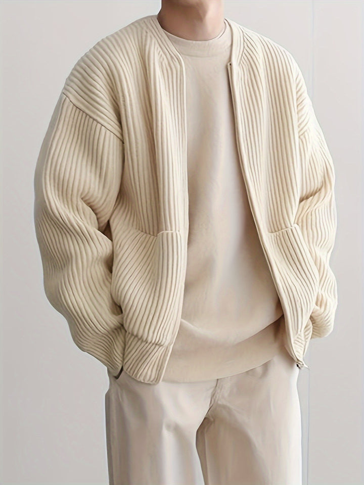 Herren-Strickjacke mit Rippmuster