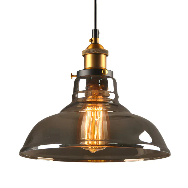 Industrielle Pendelleuchte mit Rauchglas – Retro-Design