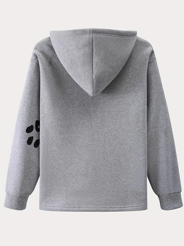 Damen-Kapuzenpullover mit Hundemotiv und Pfote