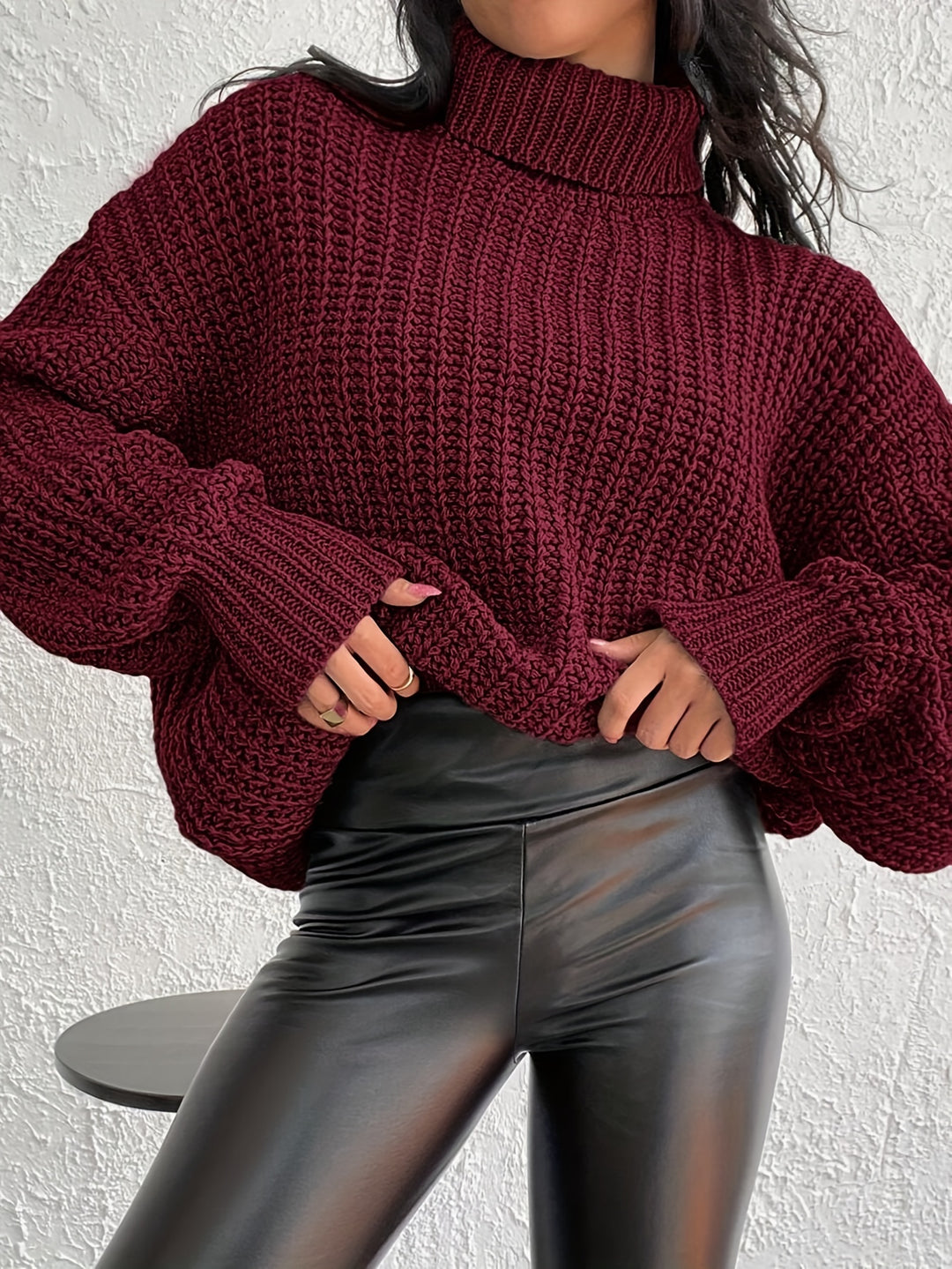 Damen Oversize Rollkragenpullover