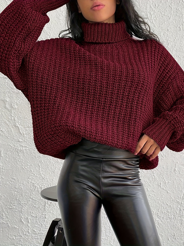 Damen Oversize Rollkragenpullover