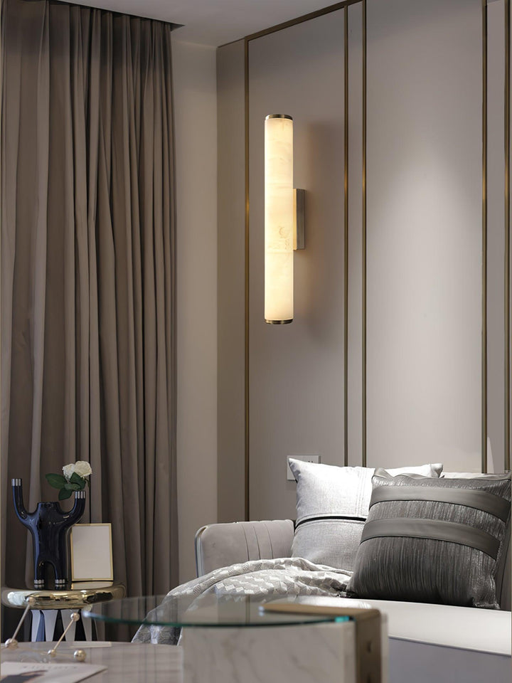 Moderne LED-Wandleuchte mit Alabasterschirm – elegante Wandlampe für Schlafzimmer und Wohnzimmer