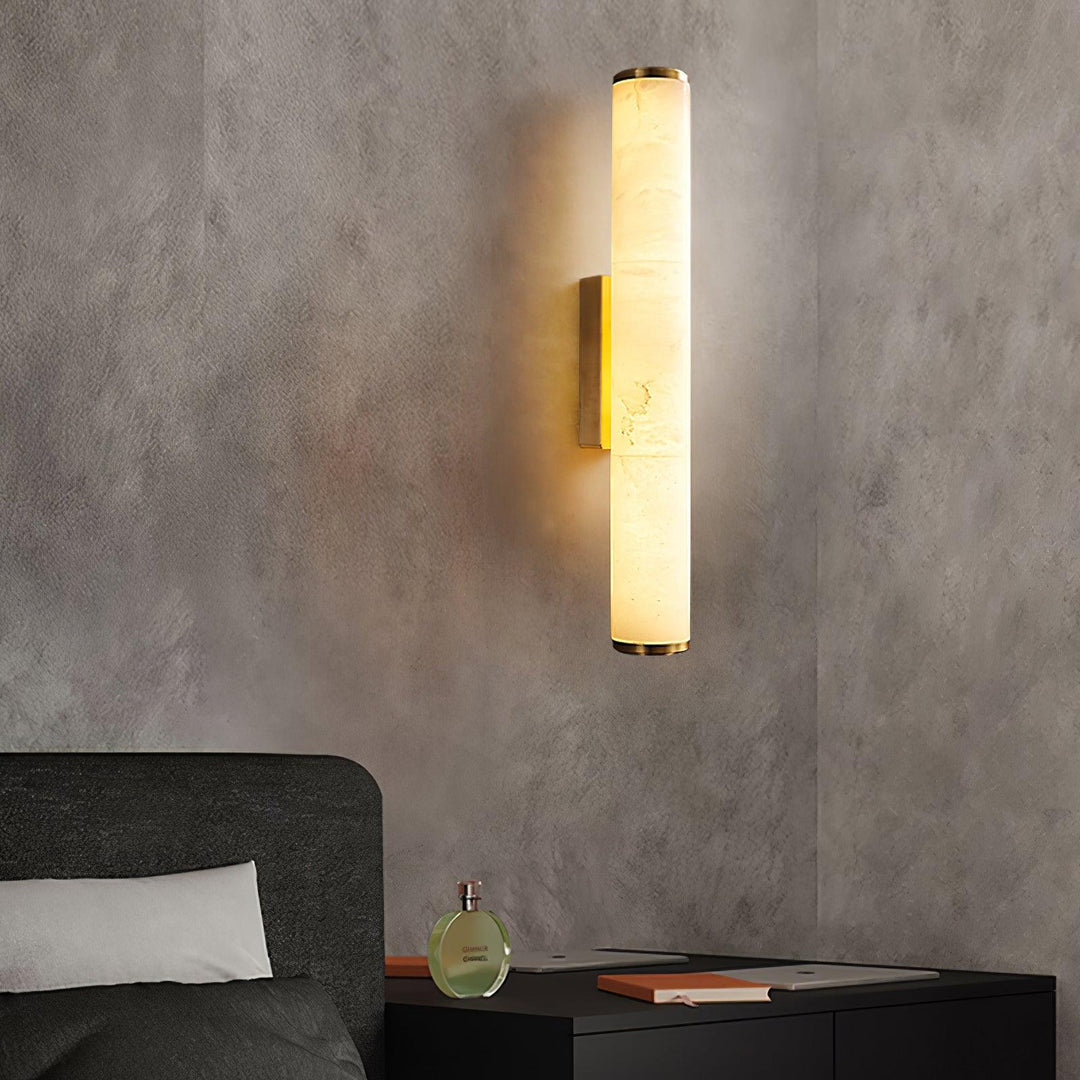 Moderne LED-Wandleuchte mit Alabasterschirm – elegante Wandlampe für Schlafzimmer und Wohnzimmer