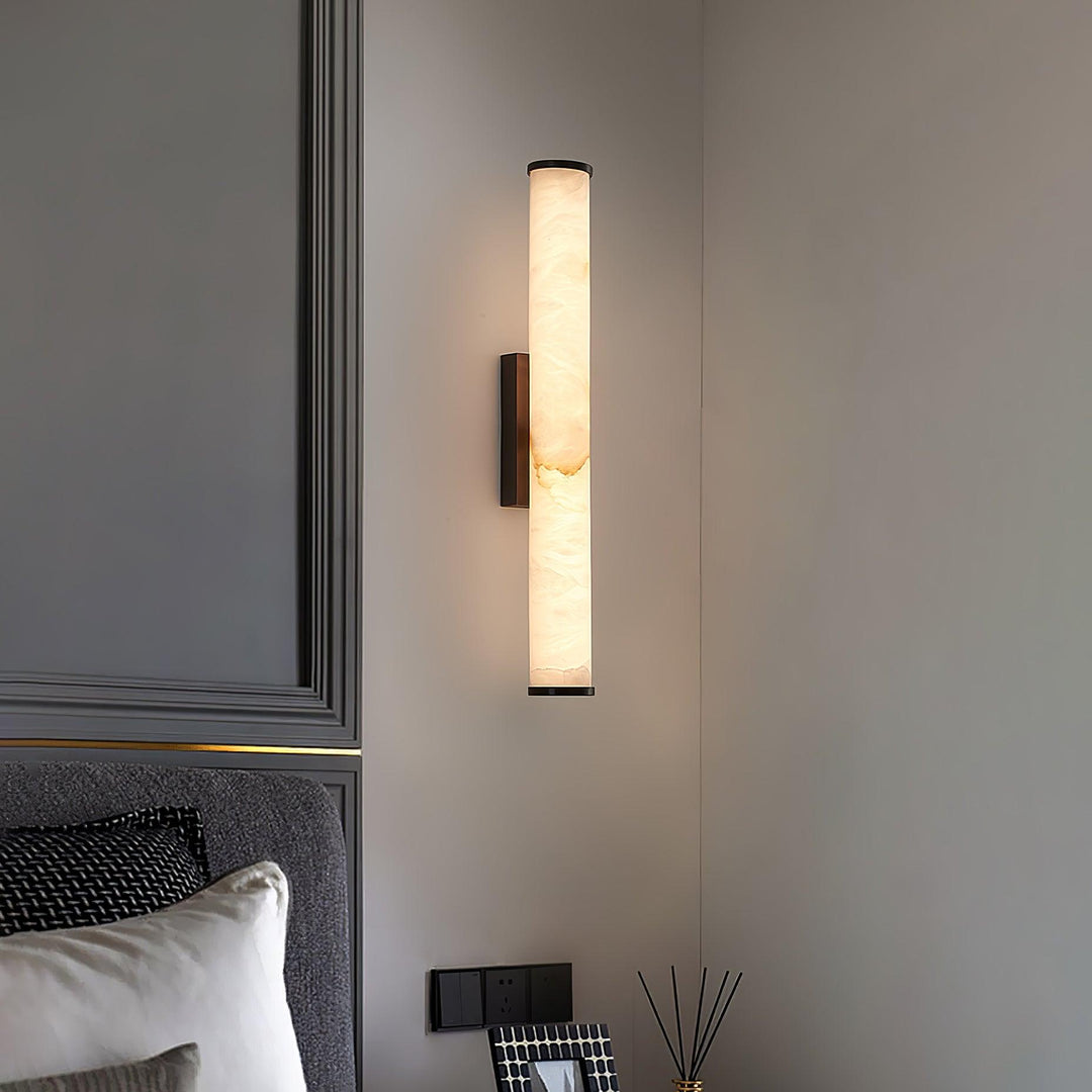 Moderne LED-Wandleuchte mit Alabasterschirm – elegante Wandlampe für Schlafzimmer und Wohnzimmer