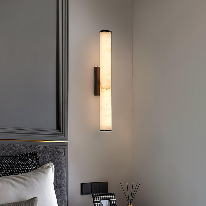 Moderne LED-Wandleuchte mit Alabasterschirm – elegante Wandlampe für Schlafzimmer und Wohnzimmer