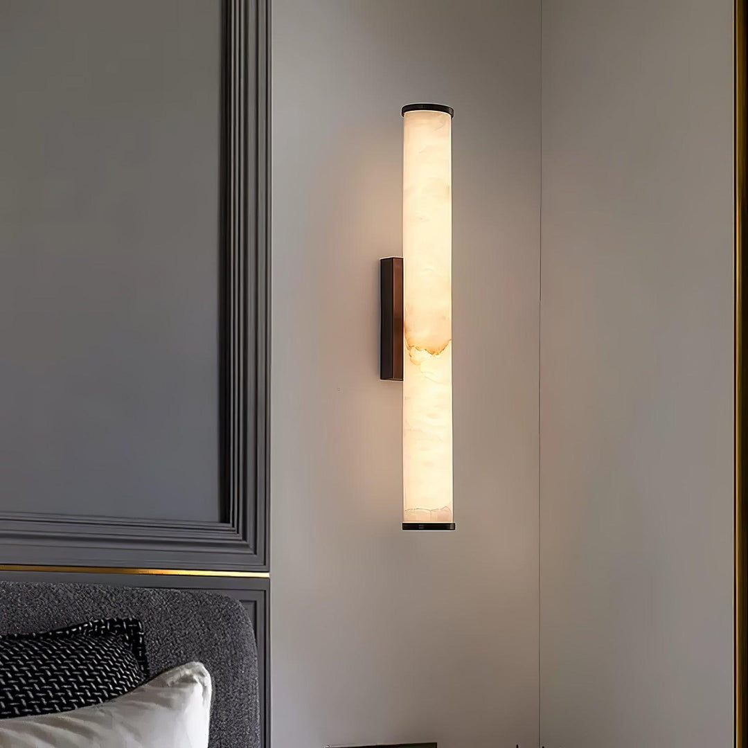 Moderne LED-Wandleuchte mit Alabasterschirm – elegante Wandlampe für Schlafzimmer und Wohnzimmer