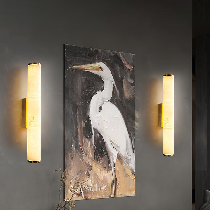 Moderne LED-Wandleuchte mit Alabasterschirm – elegante Wandlampe für Schlafzimmer und Wohnzimmer