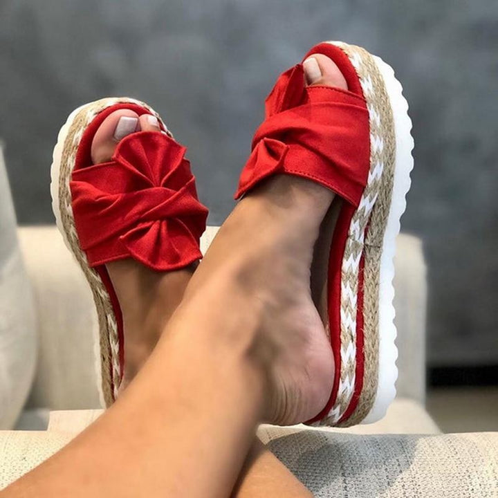 Damen Sommer Schleife Plattform Sandalen
