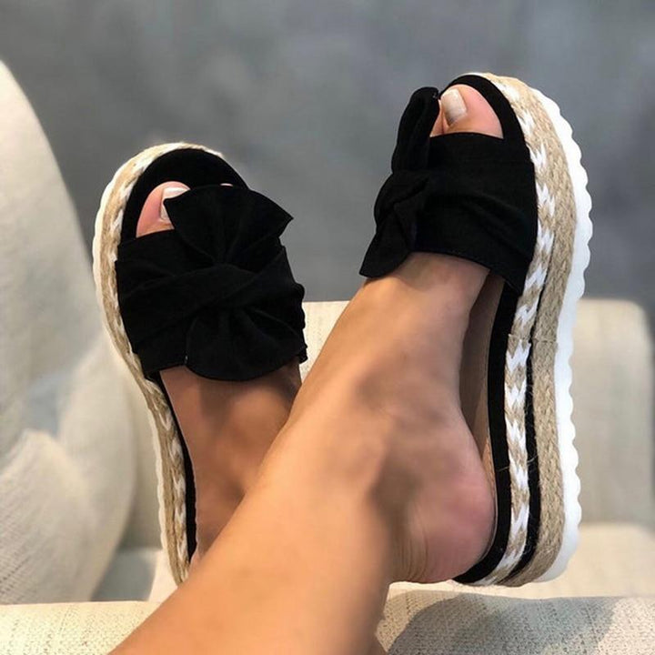 Damen Sommer Schleife Plattform Sandalen