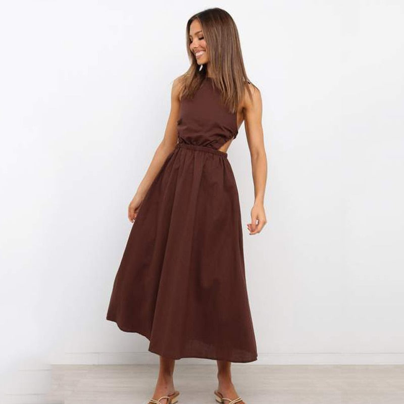 Midikleid mit offenem Rücken und dezentem Ausschnitt
