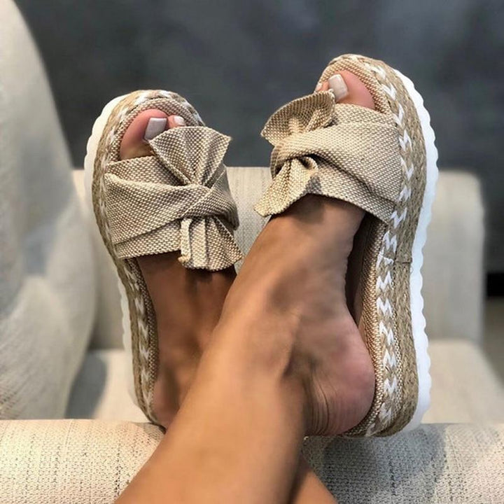 Damen Sommer Schleife Plattform Sandalen