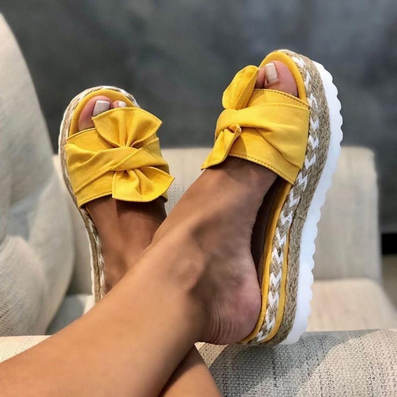 Damen Sommer Schleife Plattform Sandalen
