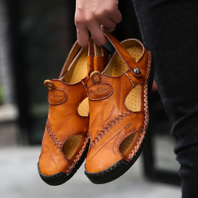 Herren-Sommersandalen aus Kunstleder – atmungsaktive Freizeitschuhe mit Flexsohle
