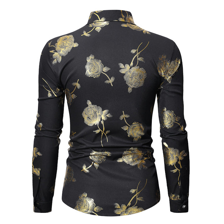 Elegantes Herrenhemd mit Goldblumenmuster