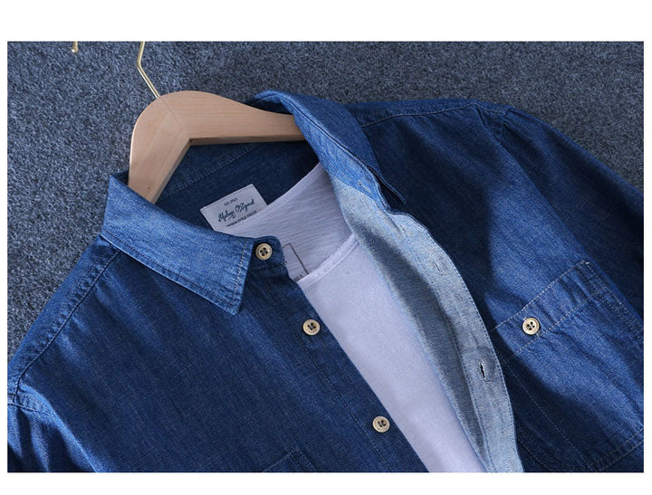 Herren Kurzarm-Jeanshemd mit praktischen Taschen