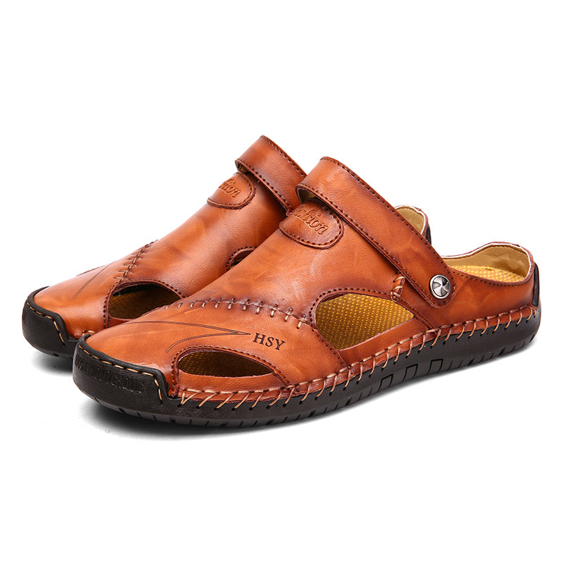 Herren-Sommersandalen aus Kunstleder – atmungsaktive Freizeitschuhe mit Flexsohle