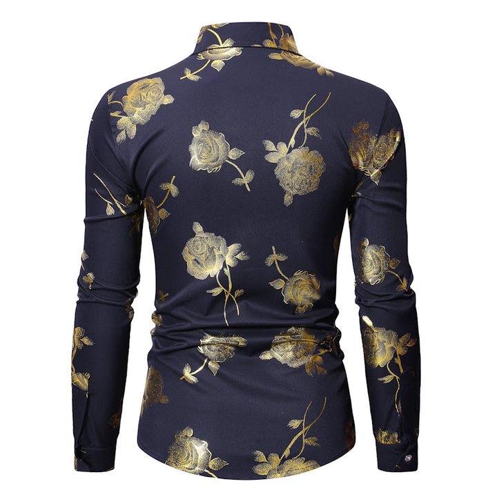 Elegantes Herrenhemd mit Goldblumenmuster