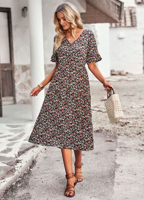 Elegantes Midikleid für Damen mit Blumenmuster