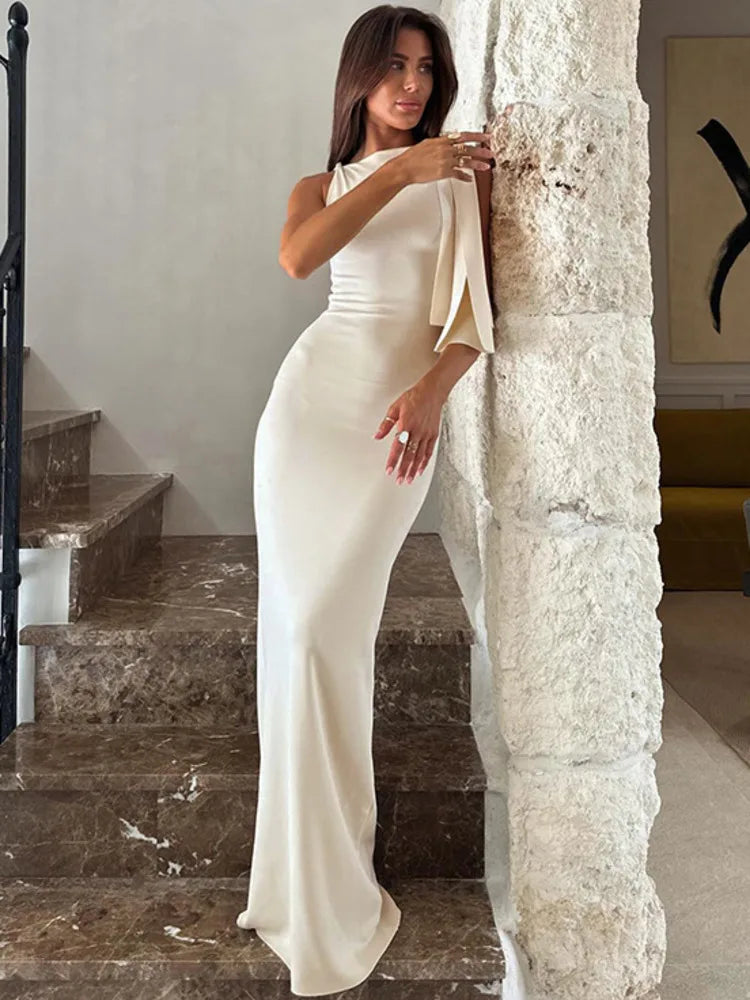 Elegantes schulterfreies Maxikleid für Damen mit Schleife