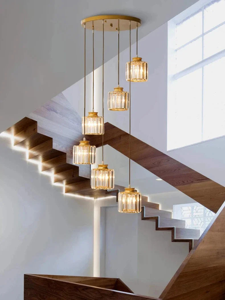 Langer Glas-Kronleuchter für Treppen und Eingangshallen