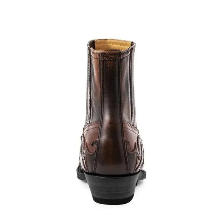 Unisex-Cowboystiefeletten aus Kunstleder mit Western-Prägung