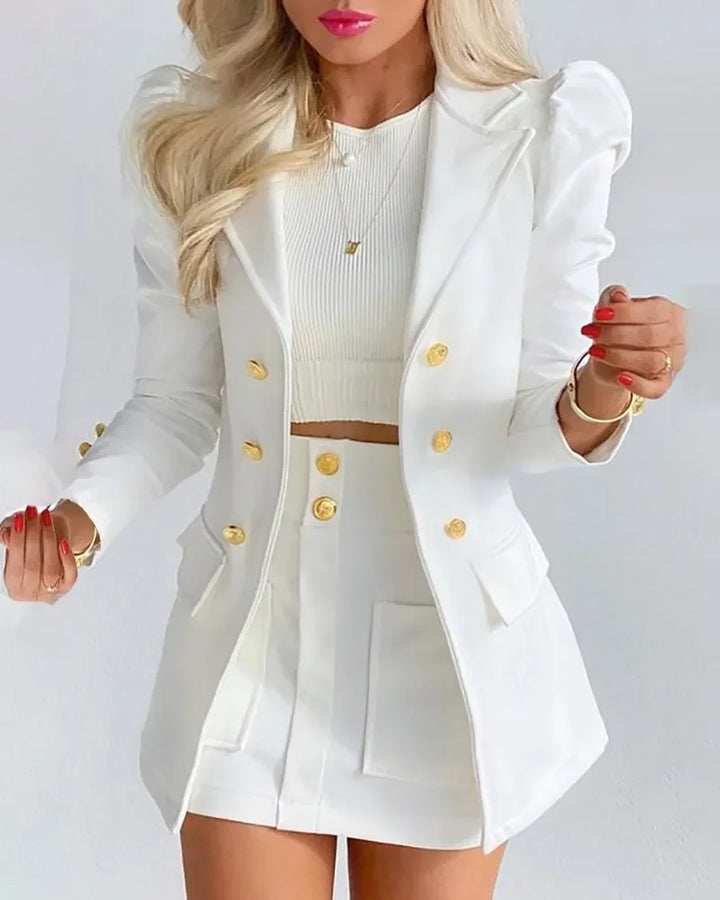 Elegantes Set für Damen mit Blumenmuster: Jacke und Rock