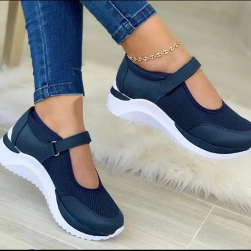 Orthopädische Damen-Sneakers mit Mesh – leichte Sportschuhe mit Klettverschluss und Dämpfung