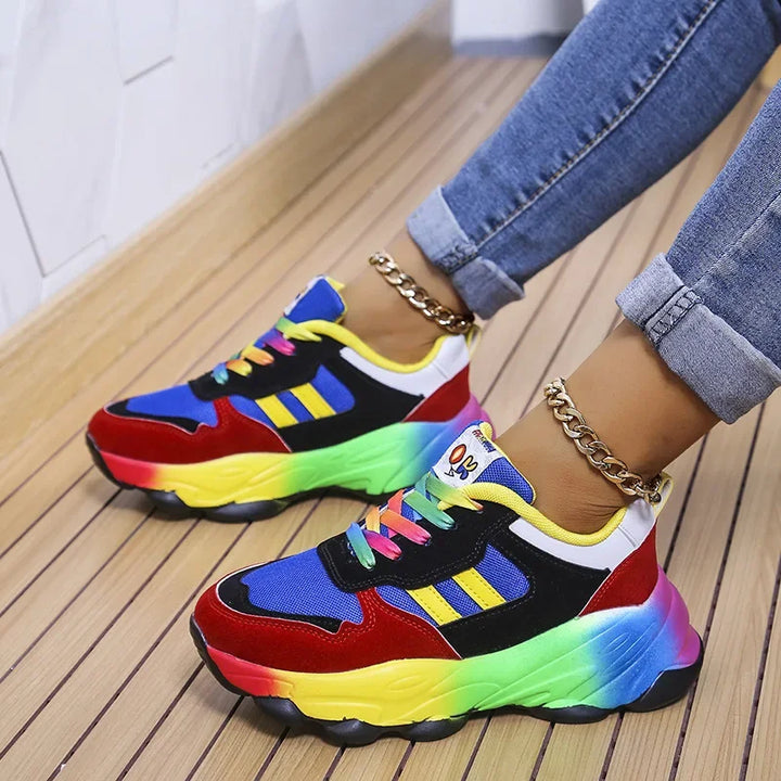 Damen-Sneaker mit Plateau und buntem Design