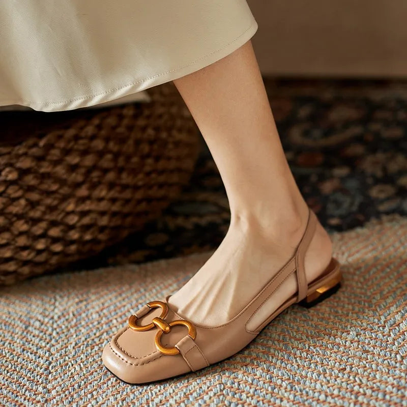 Elegante Damen-Slingback-Sandalen mit dekorativer Schnalle