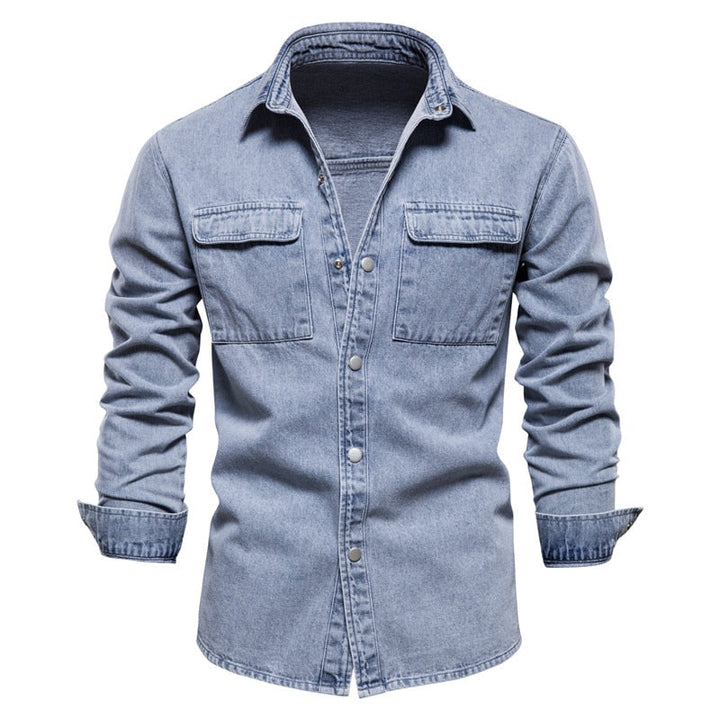 Langärmeliges Denim-Hemd für Männer