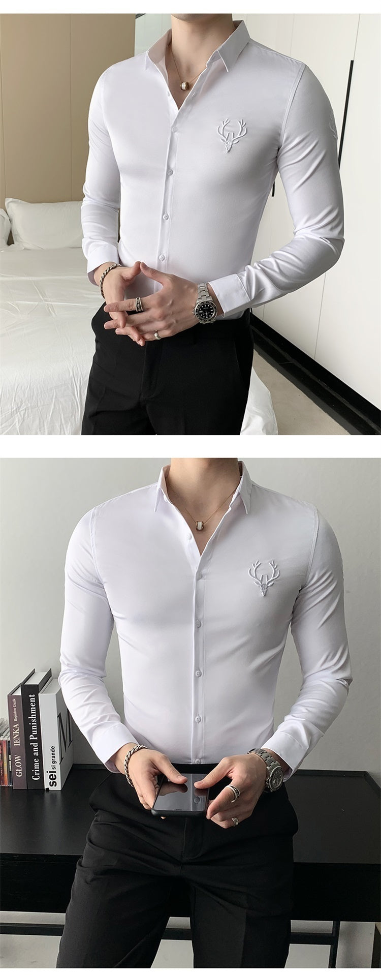 Elegantes Langarmhemd für Männer mit raffiniertem Logo