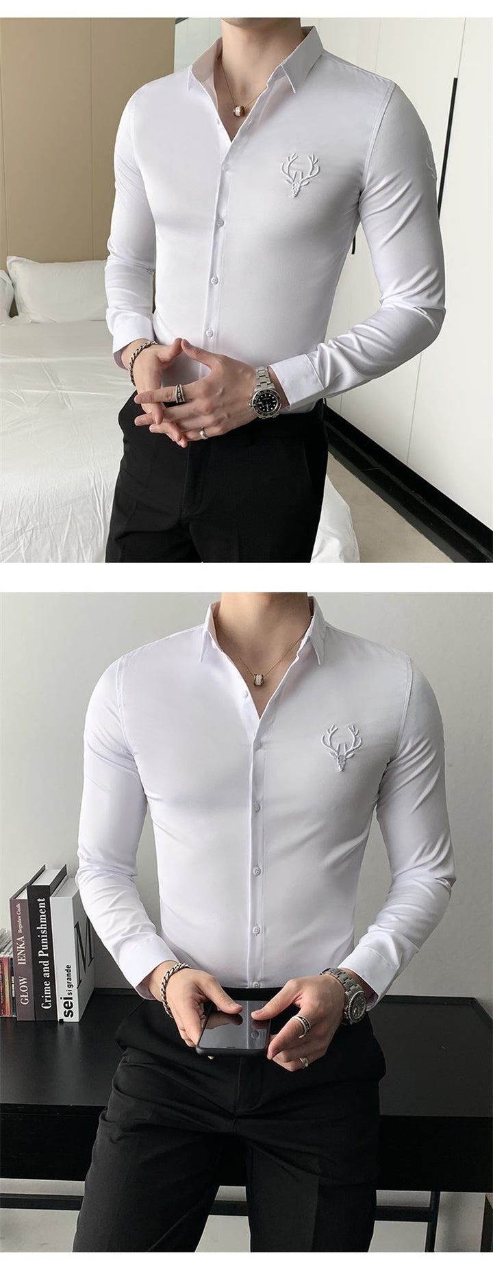 Elegantes Langarmhemd für Männer mit raffiniertem Logo