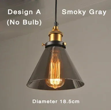 Industrielle Pendelleuchte mit Rauchglas – Retro-Design