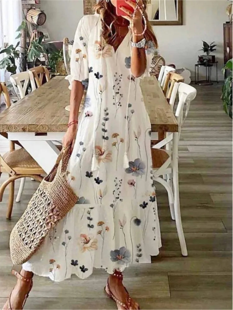 Luftiges Damen Maxikleid mit Blumenmuster