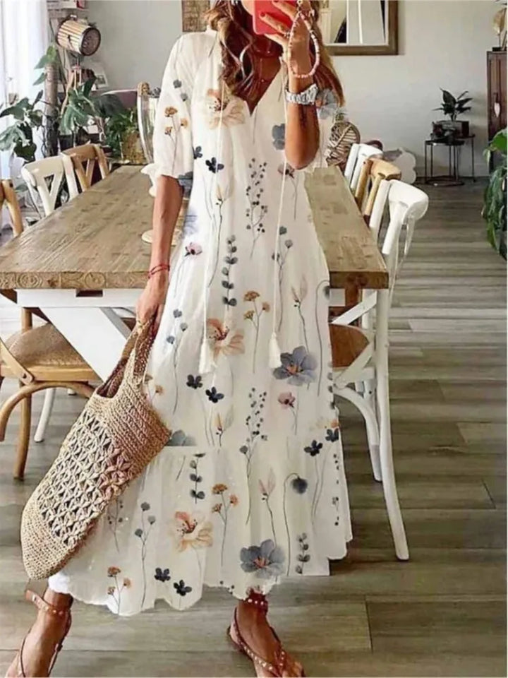 Luftiges Damen Maxikleid mit Blumenmuster