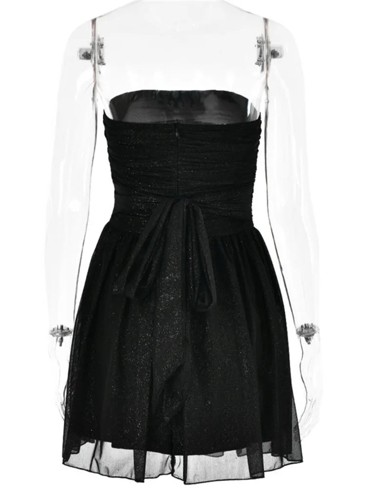 Trägerloses Minikleid mit Brokateffekt für Damen