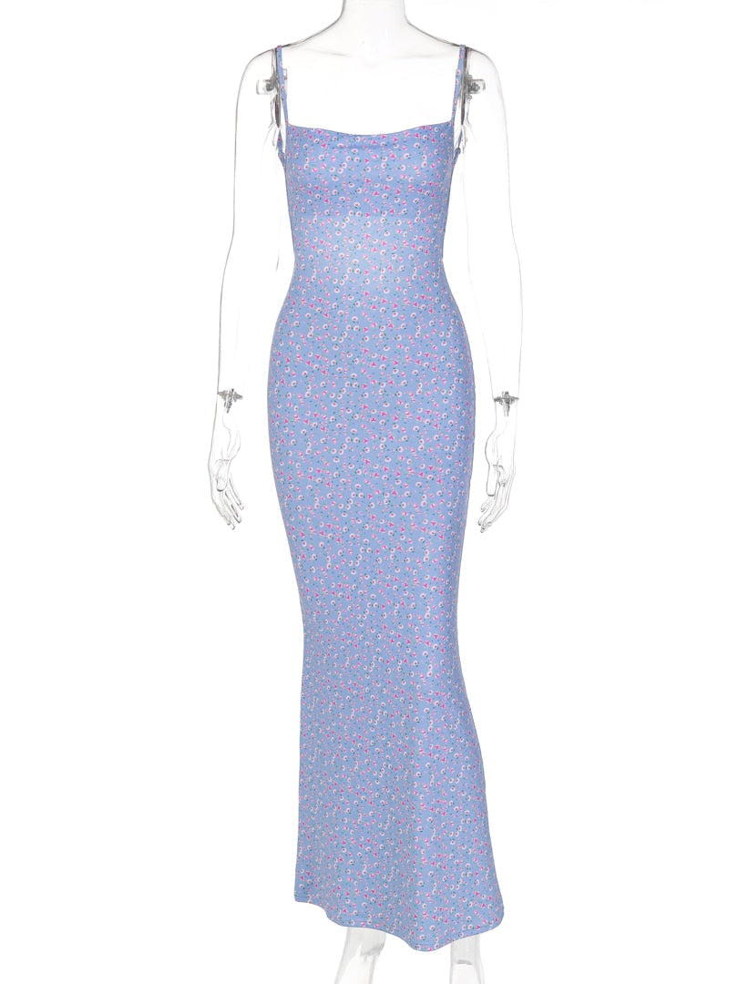Geblümtes Maxikleid mit offenem Rücken