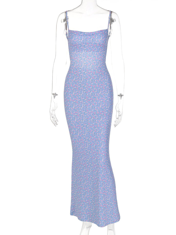 Geblümtes Maxikleid mit offenem Rücken
