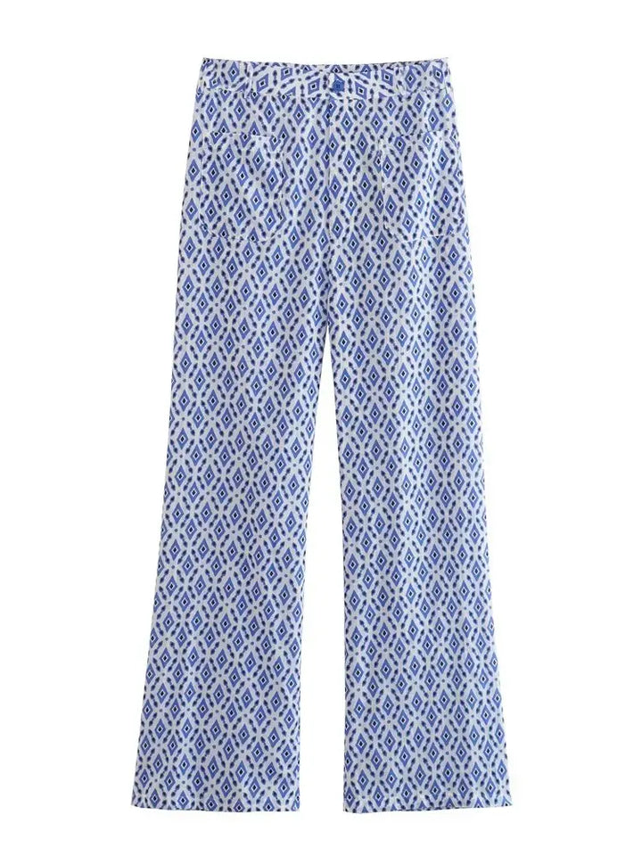 Modisches Damen-Set mit gemustertem Oberteil und Hose