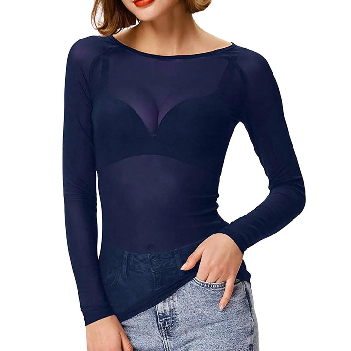 Damen-Netzbluse mit langen Ärmeln