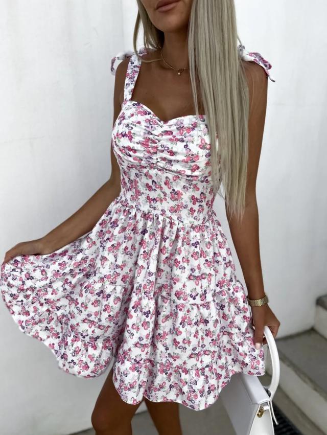 Sommerblumenkleid mit Bindebändern