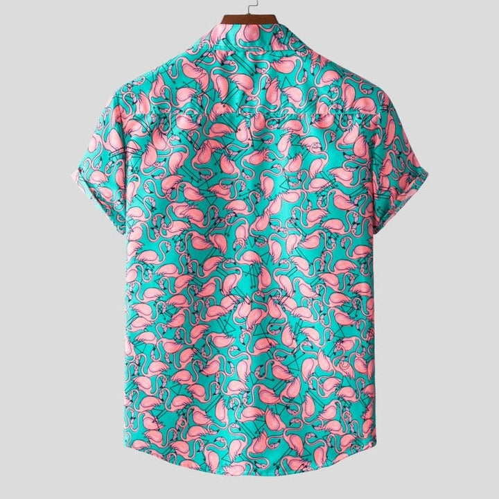 Kurzärmeliges Flamingo-Hemd für Männer