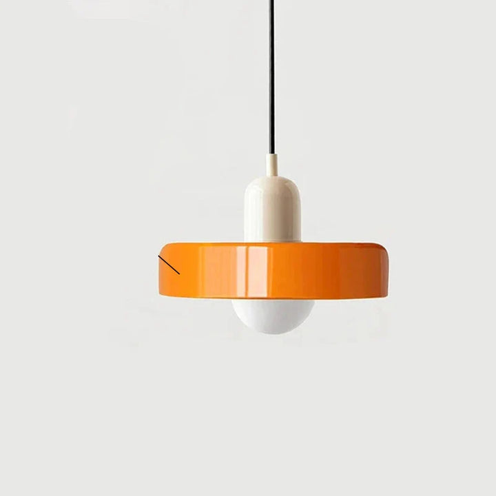 Moderne Pendelleuchte mit farbigem Glasschirm – Bauhaus-Design