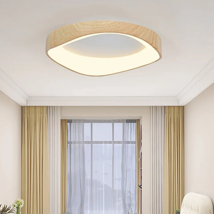 Skandinavische LED-Deckenleuchte – Moderne Aufbauleuchte mit Holzoptik